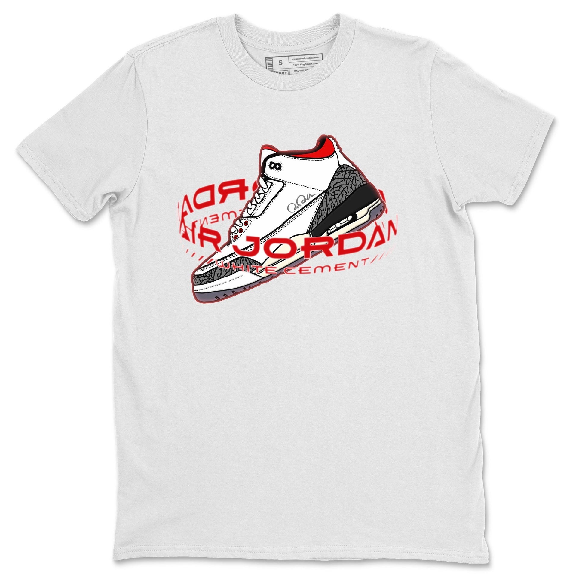 Air Jordan 3 White Cement Sneaker Tees Drip Gear Zone Warping Space Sneaker Tees AJ3 White Cement Shirt Unisex Shirts White 2