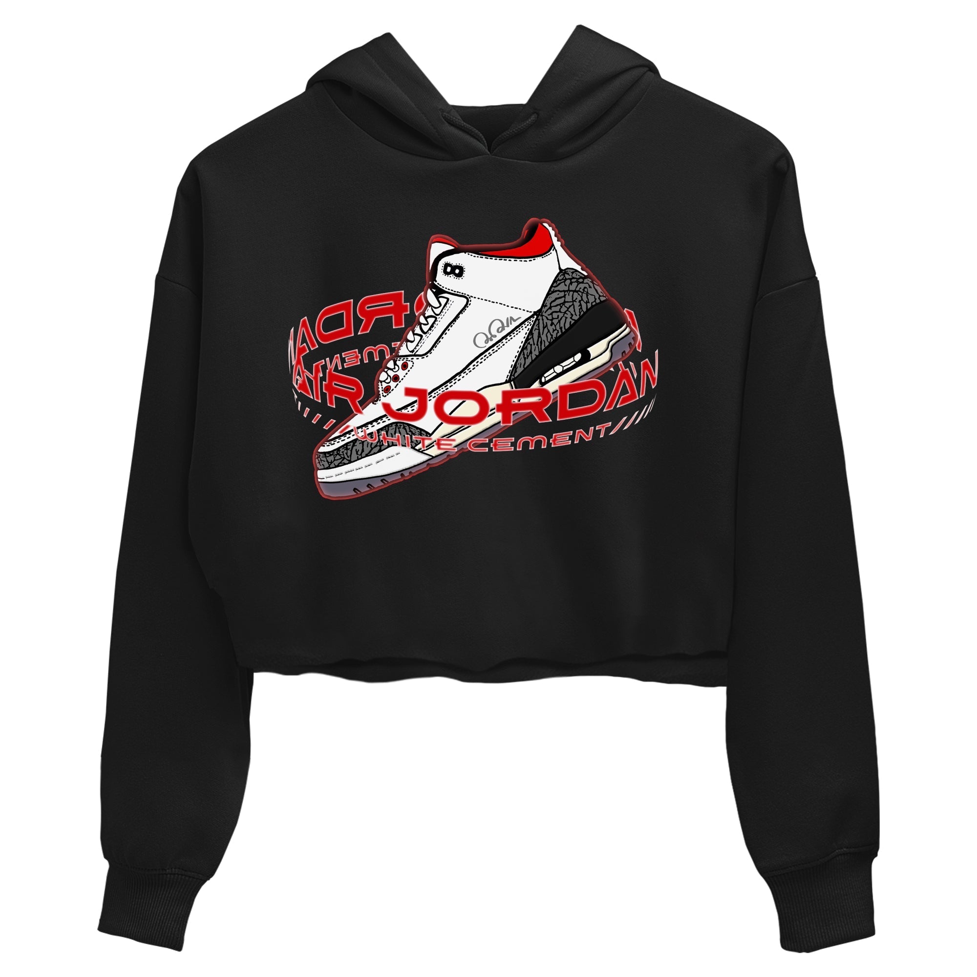 Air Jordan 3 White Cement Sneaker Tees Drip Gear Zone Warping Space Sneaker Tees AJ3 White Cement Shirt Women's Shirts Black 2