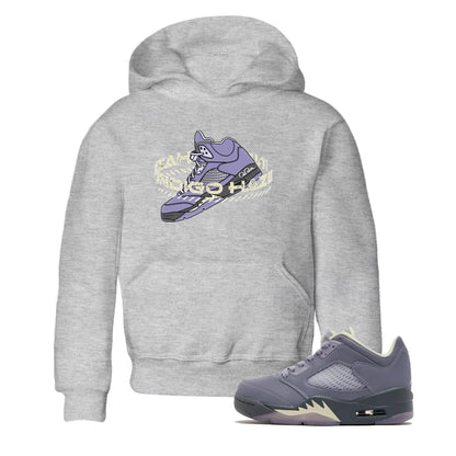 Air Jordan 5 Indigo Haze Sneaker Match Tees Warping Space Sneaker Tees AJ5 Indigo Haze Sneaker Release Tees Kids Shirts Heather Grey 1