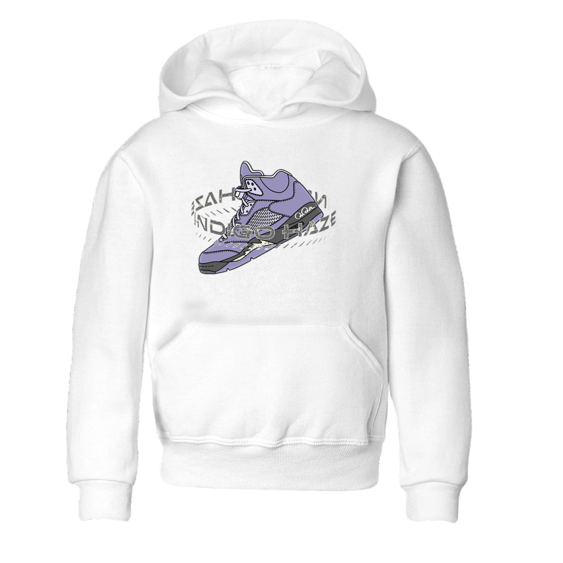 Air Jordan 5 Indigo Haze Sneaker Match Tees Warping Space Sneaker Tees AJ5 Indigo Haze Sneaker Release Tees Kids Shirts White 2