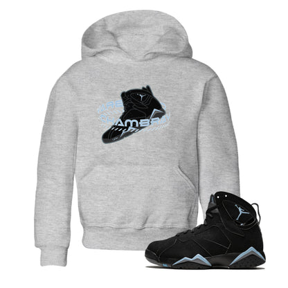 Air Jordan 7 Chambray Sneaker Match Tees Warping Space Sneaker Tees AJ7 Chambray Sneaker Release Tees Kids Shirts Heather Grey 1