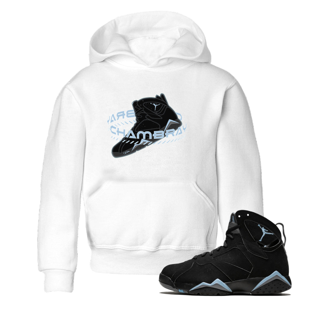 Air Jordan 7 Chambray Sneaker Match Tees Warping Space Sneaker Tees AJ7 Chambray Sneaker Release Tees Kids Shirts White 1