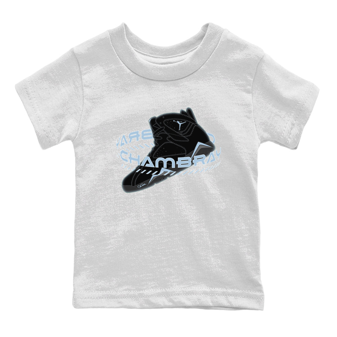 Air Jordan 7 Chambray Sneaker Match Tees Warping Space Sneaker Tees AJ7 Chambray Sneaker Release Tees Kids Shirts White 2