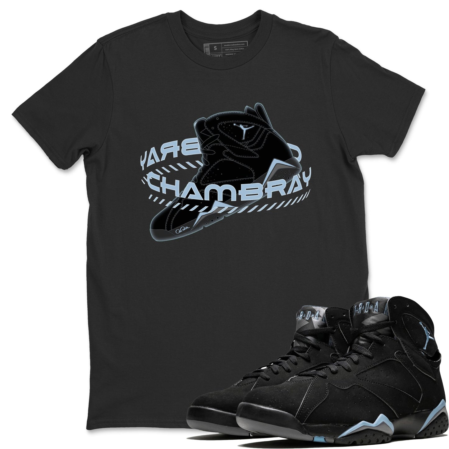 Air Jordan 7 Chambray Sneaker Match Tees Warping Space Sneaker Tees AJ7 Chambray Sneaker Release Tees Unisex Shirts Black 1