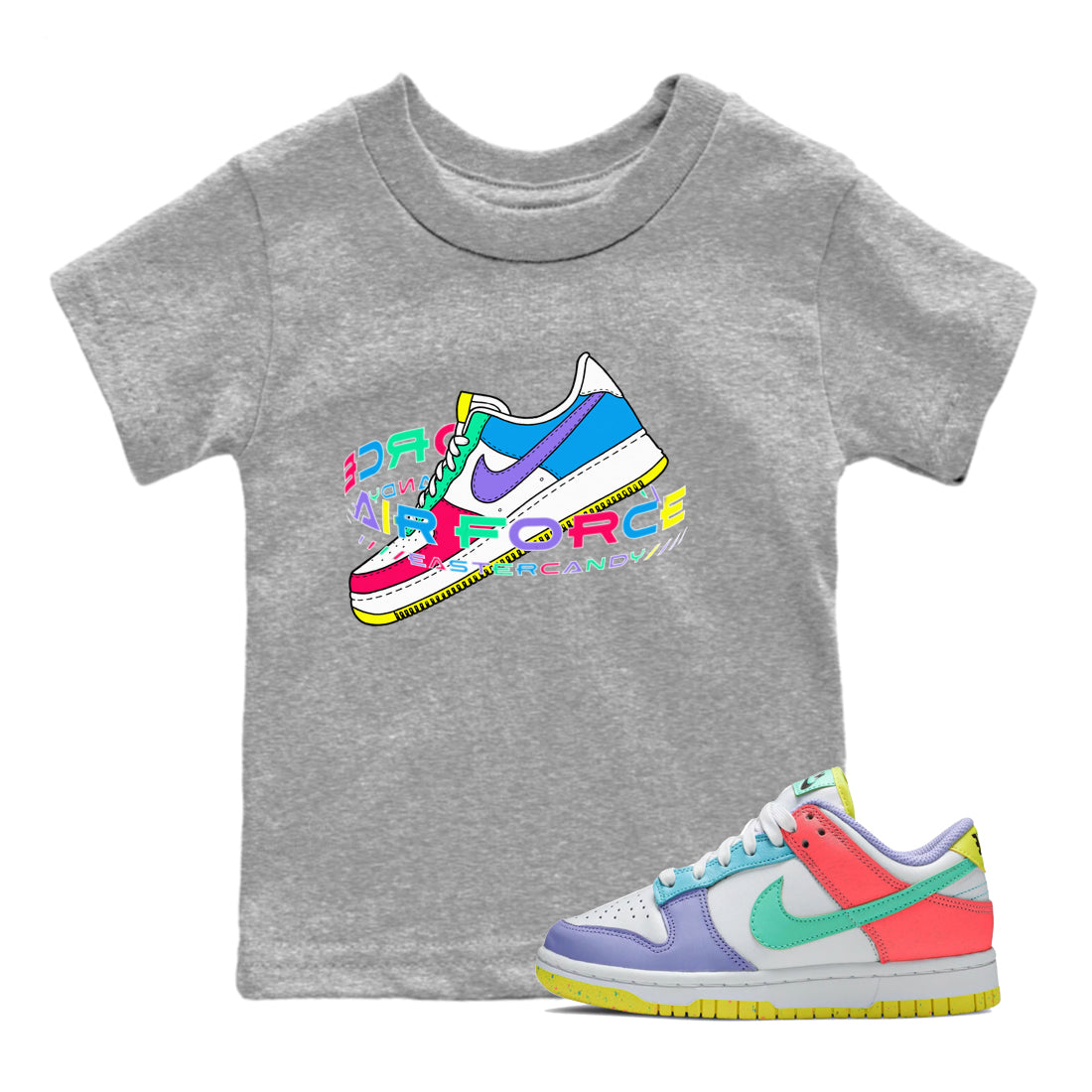 Dunk Easter Candy Sneaker Tees Drip Gear Zone Warping Space Sneaker Tees Nike Easter Shirt Kids Shirts Heather Grey 1