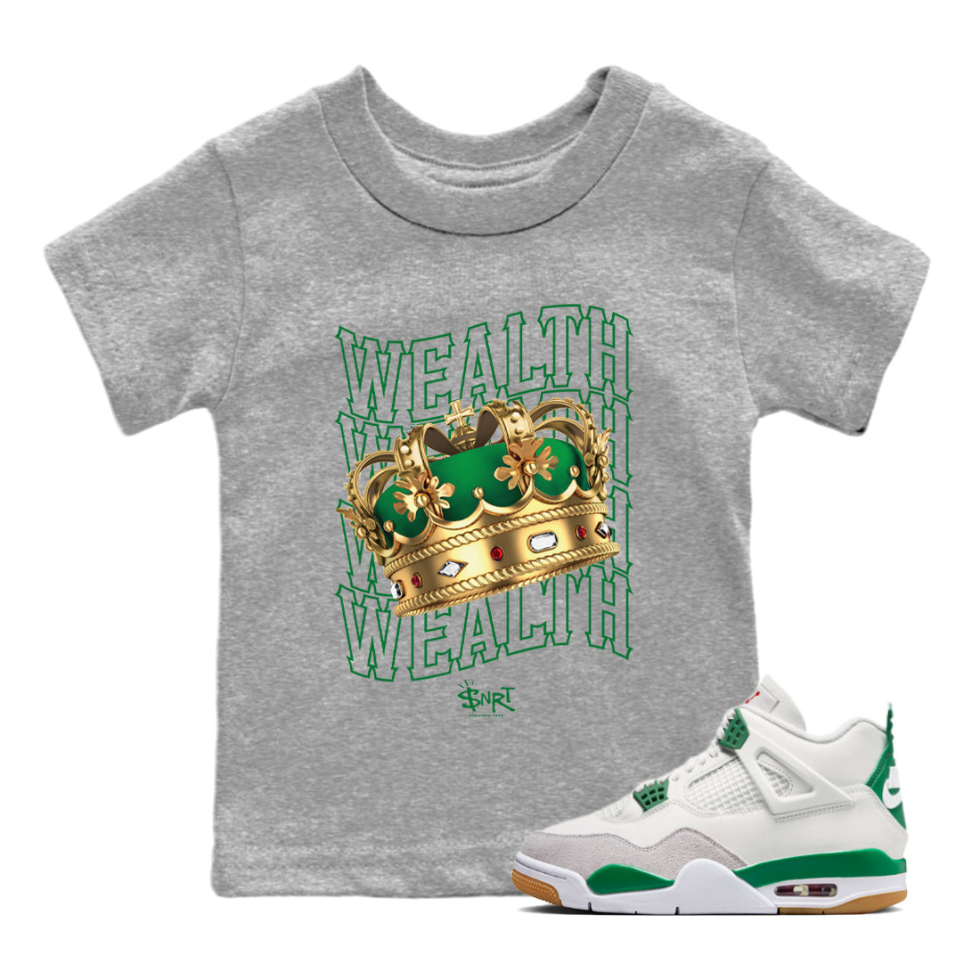Air Jordan 4 Pine Green Wealth Baby and Kids Sneaker Tees Jordan Retro 4 Pine Green Kids Sneaker Tees Size Chart