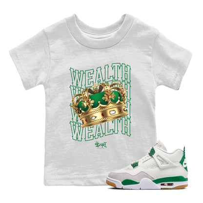 Air Jordan 4 Pine Green Sneaker Tees Drip Gear Zone Wealth Sneaker Tees Jordan Retro 4 Pine Green Shirt Kids Shirts White 1