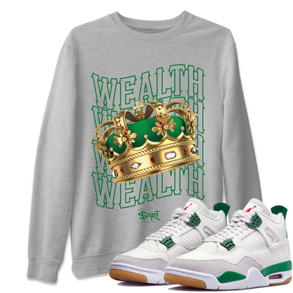 Air Jordan 4 Pine Green Sneaker Tees Drip Gear Zone Wealth Sneaker Tees Jordan Retro 4 Pine Green Shirt Unisex Shirts Heather Grey 1
