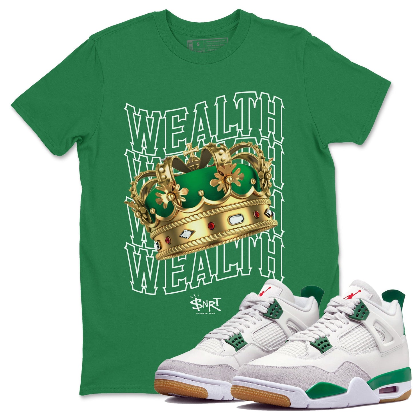 Air Jordan 4 Pine Green Wealth Crew Neck Sneaker Tees Jordan Retro 4 Pine Green Sneaker T-Shirts Washing and Care Tip