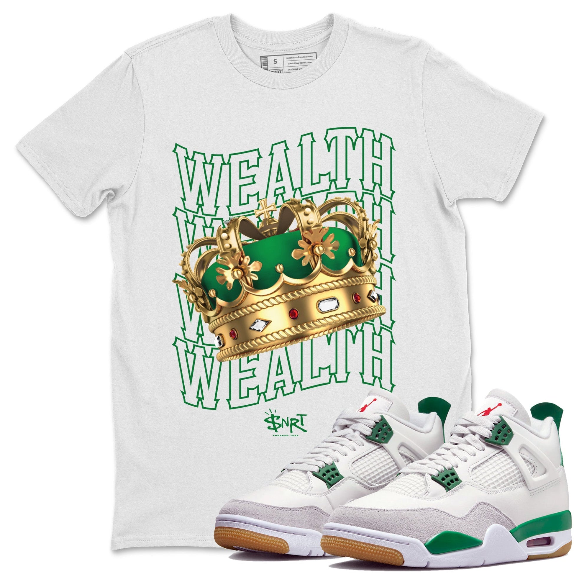 Air Jordan 4 Pine Green Sneaker Tees Drip Gear Zone Wealth Sneaker Tees Jordan Retro 4 Pine Green Shirt Unisex Shirts White 1