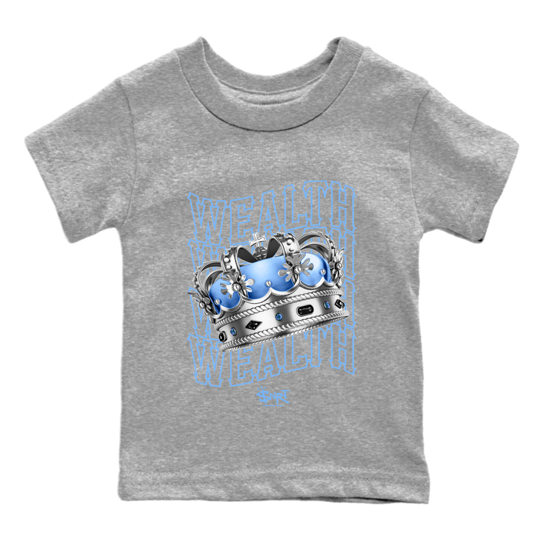 Air Jordan 5 UNC Sneaker Tees Drip Gear Zone Wealth Sneaker Tees Air Jordan 5 Retro UNC Shirt Kids Shirts Heather Grey 2