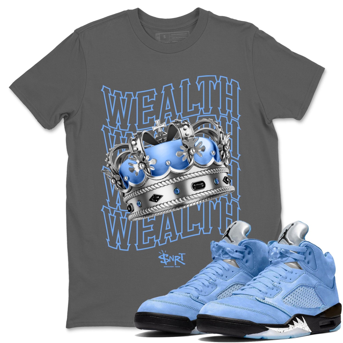 Air Jordan 5 UNC Wealth Crew Neck Sneaker Tees Air Jordan 5 Retro UNC Sneaker T-Shirts Washing and Care Tip