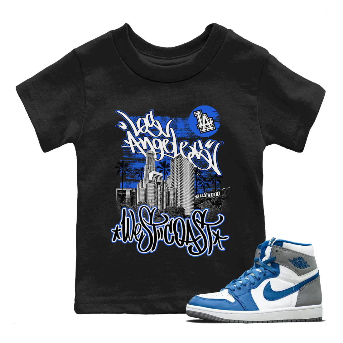 Jordan 1 True Blue Sneaker Tees Drip Gear Zone West Coast Sneaker Tees Jordan 1 True Blue Shirt Kids Shirts