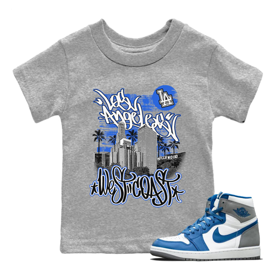 Jordan 1 True Blue Sneaker Tees Drip Gear Zone West Coast Sneaker Tees Jordan 1 True Blue Shirt Kids Shirts