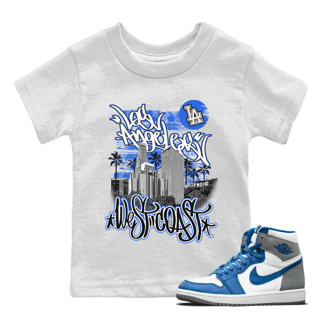 Jordan 1 True Blue Sneaker Tees Drip Gear Zone West Coast Sneaker Tees Jordan 1 True Blue Shirt Kids Shirts