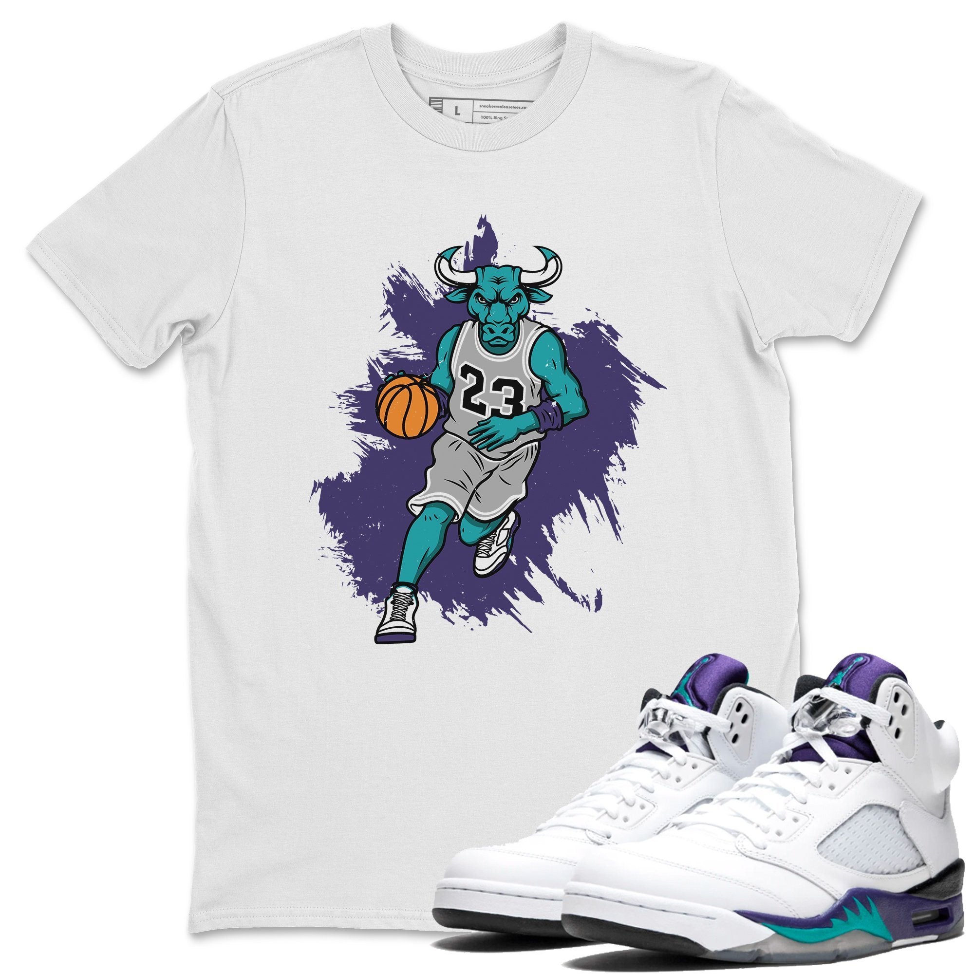 Jordan 5 Grape Shirt To Match Jordans Bull Figure Sneaker Tees Jordan 5 Grape Drip Gear Zone Sneaker Matching Clothing Unisex Shirts