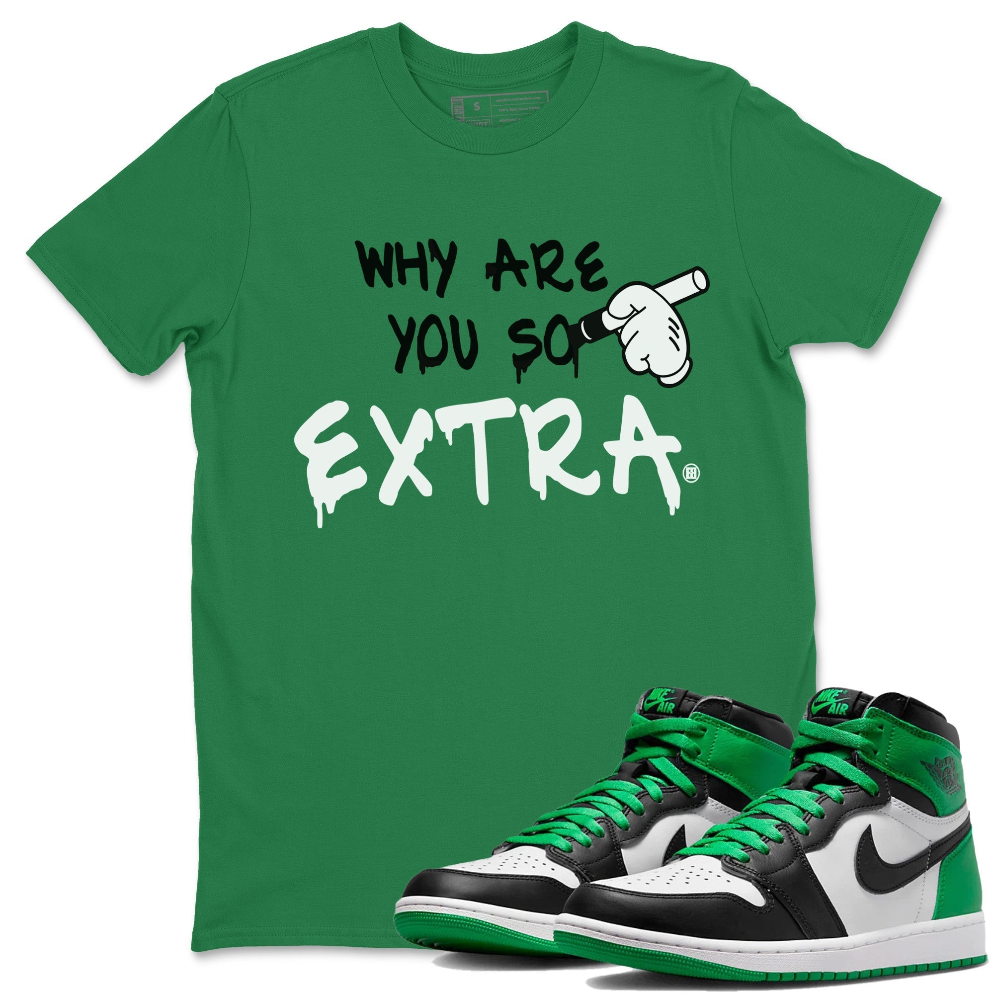 Air Jordan 1 Celtics Why Are You So Extra Crew Neck Sneaker Tees Air Jordan 1 Retro Celtics Sneaker T-Shirts Size Chart