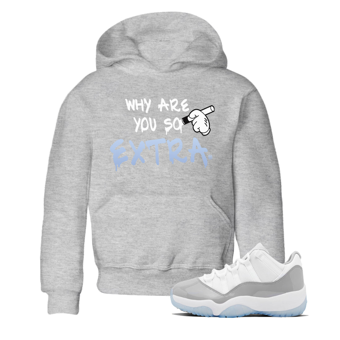 Air Jordan 11 White Cement Sneaker Match Tees Why Are You So Extra Streetwear Sneaker Shirt Jordan 11 Retro White Cement Sneaker Release Tees Kids Shirts Heather Grey 1