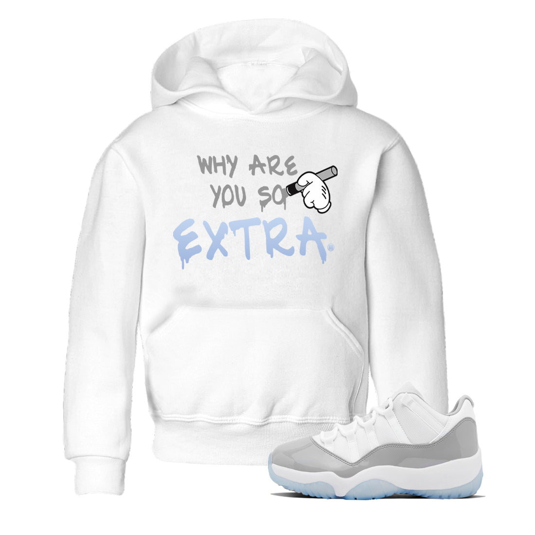 Air Jordan 11 White Cement Sneaker Match Tees Why Are You So Extra Streetwear Sneaker Shirt Jordan 11 Retro White Cement Sneaker Release Tees Kids Shirts White 1
