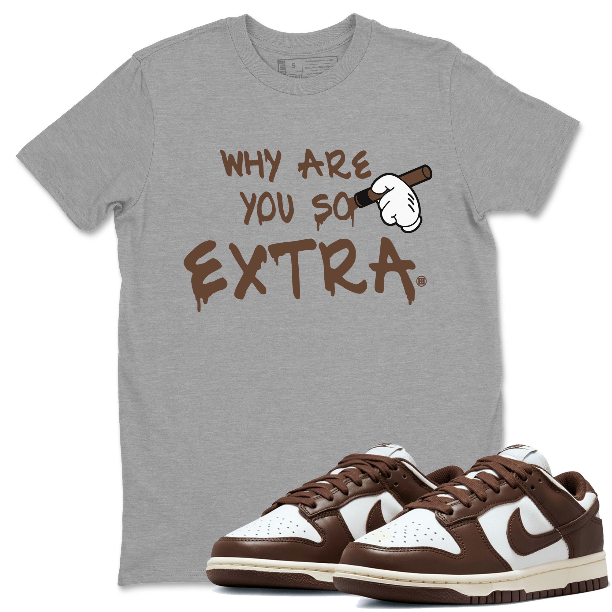 Dunk Low WMNS Cacao Wow sneaker shirt to match jordans Why Are You So Extra sneaker tees Dunk Cacao Wow Drip Gear Zone Crew Neck Unisex Cotton Sneaker T-Shirt Heather Grey 1 T-Shirt