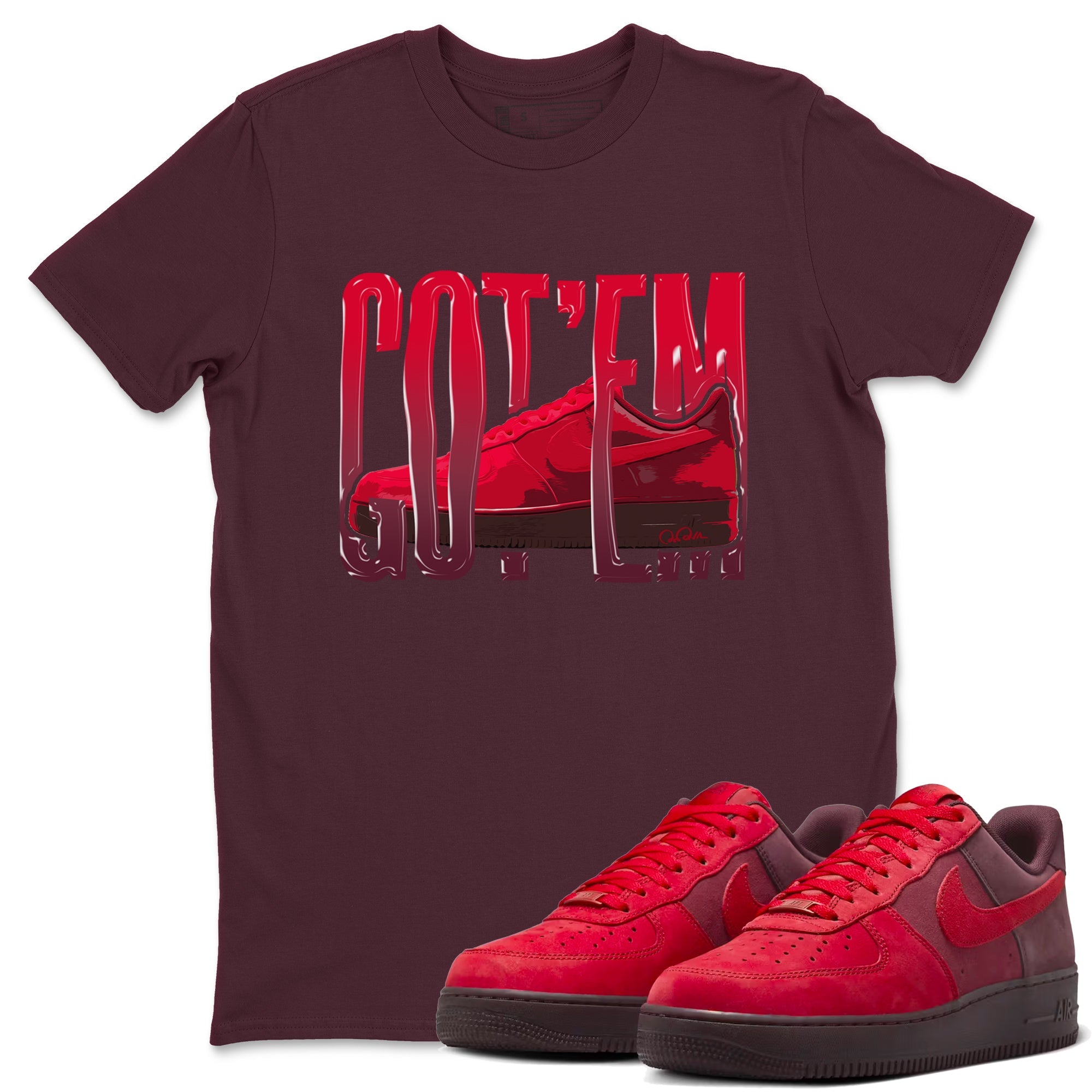 Air Force 1 Layers of Love shirt to match jordans Wiggling Gotem sneaker tees af1 Layers of Love Drip Gear Zone unisex cotton Maroon 1 crew neck shirt