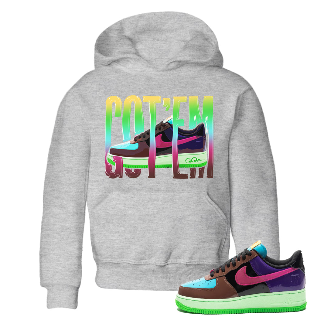 Air Force 1 Undefeated Fauna Brown Sneaker Match Tees Wiggling Gotem Sneaker Tees Air Force 1 Undefeated Fauna Brown Jordan to match sneaker T-Shirt Kids Shirts