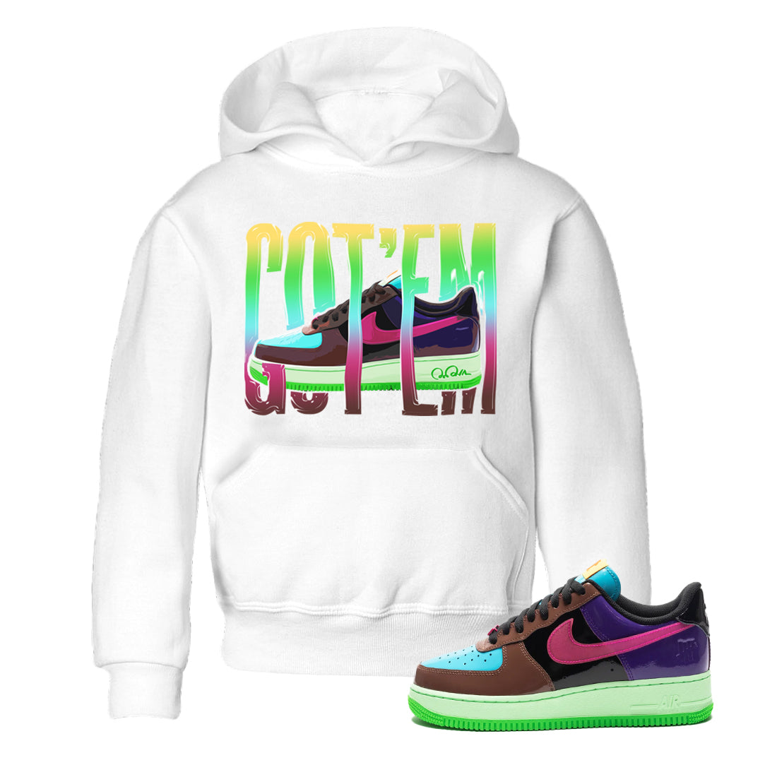 Air Force 1 Undefeated Fauna Brown Sneaker Match Tees Wiggling Gotem Sneaker Tees Air Force 1 Undefeated Fauna Brown Jordan to match sneaker T-Shirt Kids Shirts