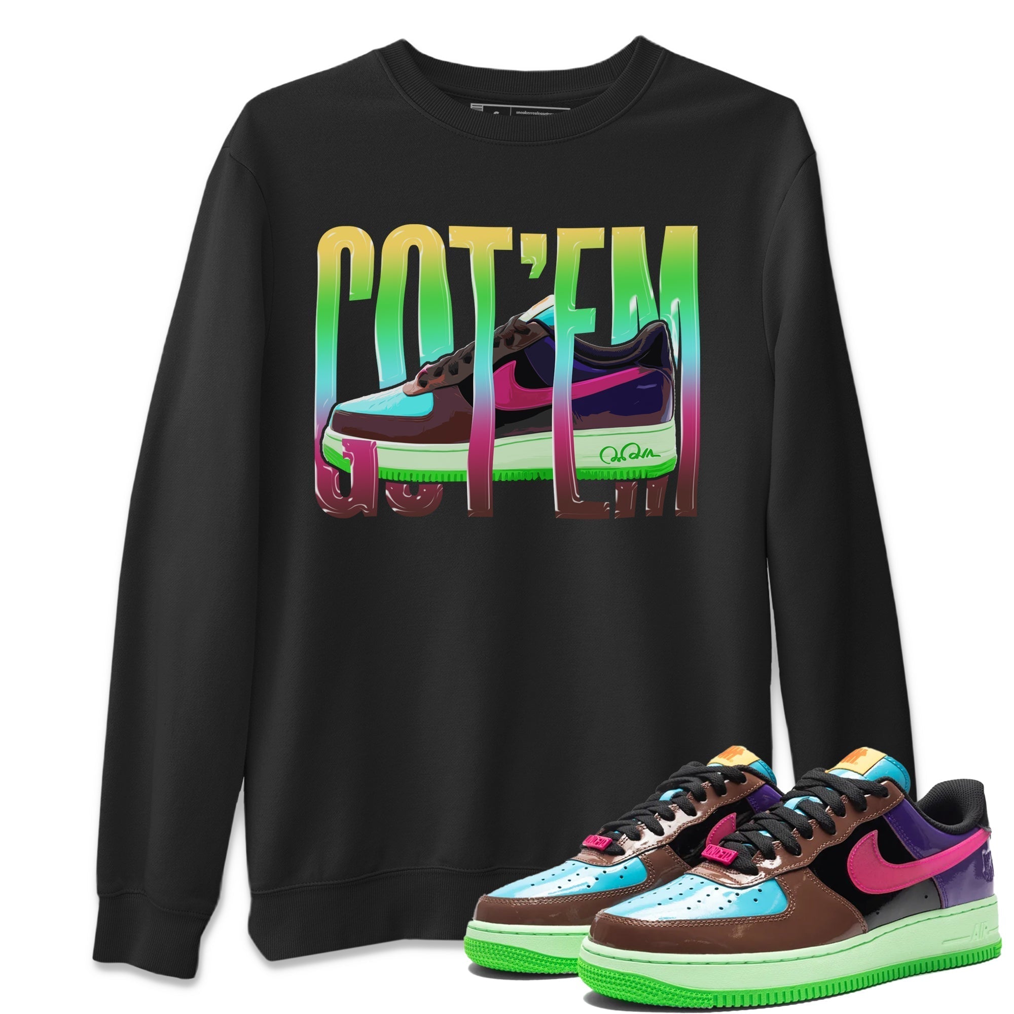Air Force 1 Undefeated Fauna Brown Sneaker Match Tees Wiggling Gotem Sneaker Tees Air Force 1 Undefeated Fauna Brown Jordan to match sneaker T-Shirt Crew Neck Shirts