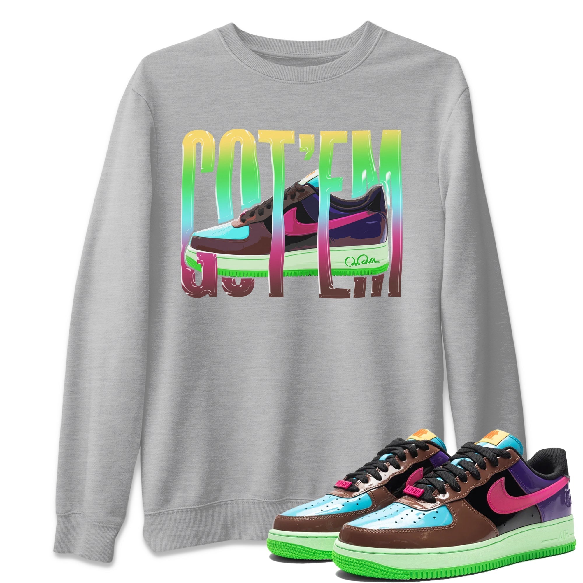 Air Force 1 Undefeated Fauna Brown Sneaker Match Tees Wiggling Gotem Sneaker Tees Air Force 1 Undefeated Fauna Brown Jordan to match sneaker T-Shirt Crew Neck Shirts