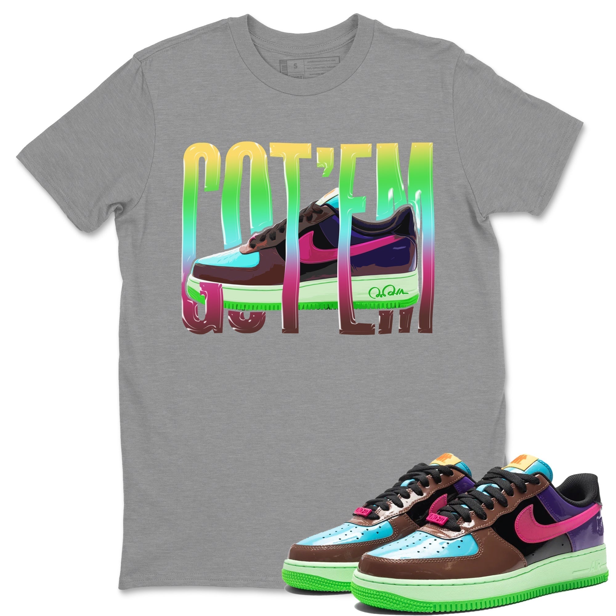 Air Force 1 Undefeated Fauna Brown Sneaker Match Tees Wiggling Gotem Sneaker Tees Air Force 1 Undefeated Fauna Brown Jordan to match sneaker T-Shirt Crew Neck Shirts