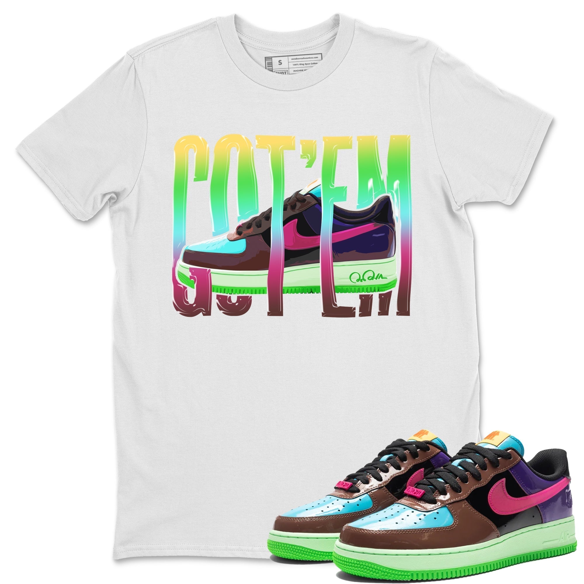 Air Force 1 Undefeated Fauna Brown Sneaker Match Tees Wiggling Gotem Sneaker Tees Air Force 1 Undefeated Fauna Brown Jordan to match sneaker T-Shirt Crew Neck Shirts