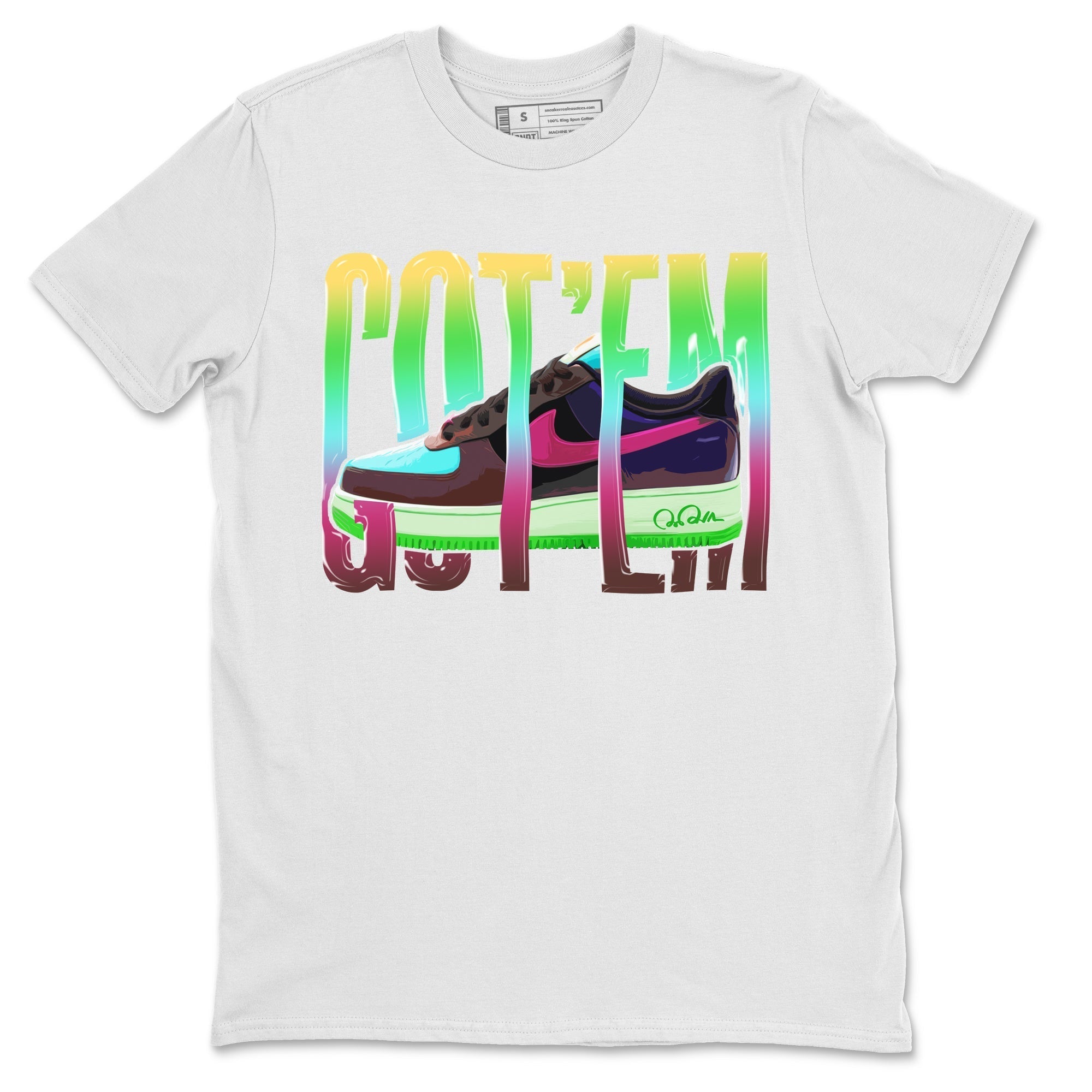 Air Force 1 Undefeated Fauna Brown Sneaker Match Tees Wiggling Gotem Sneaker Tees Air Force 1 Undefeated Fauna Brown Jordan to match sneaker T-Shirt Crew Neck Shirts