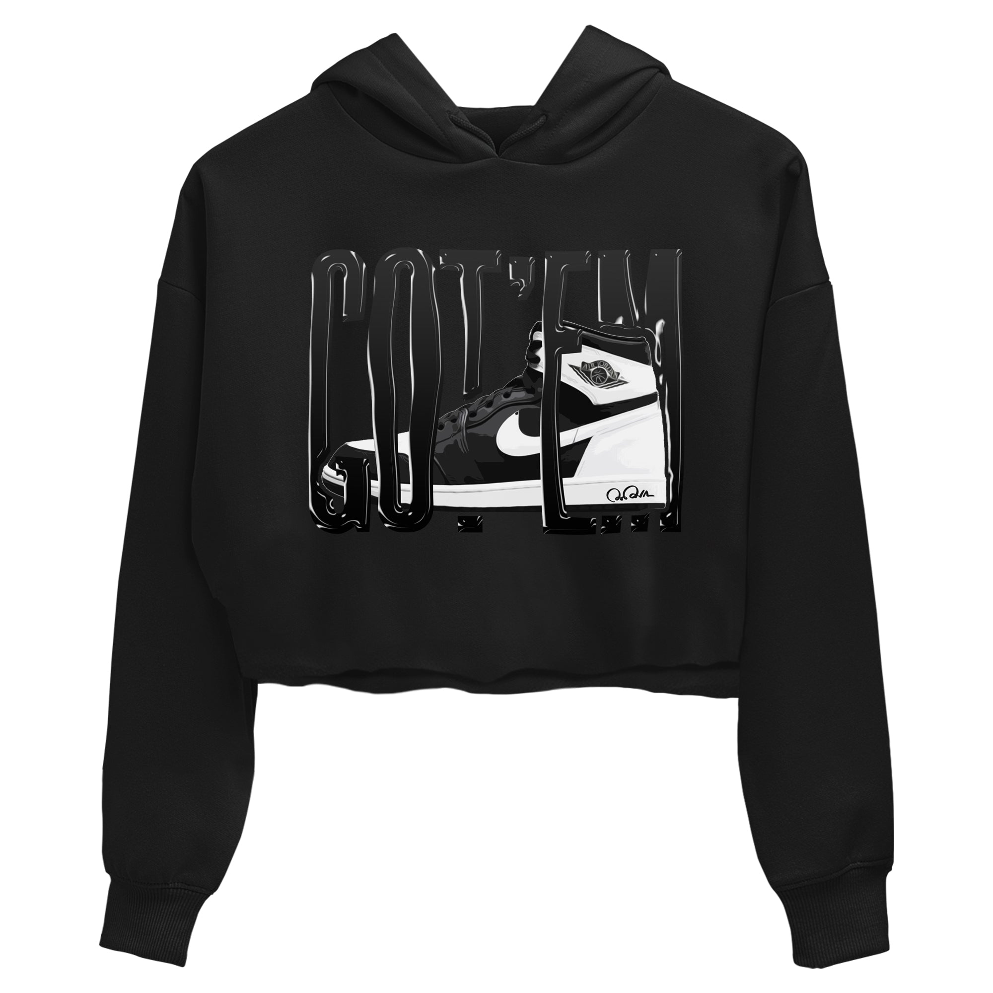 1s Black White shirt to match jordans Wiggling Gotem sneaker tees Air Jordan 1 High OG Black White Drip Gear Zone Black 2 crop length shirt