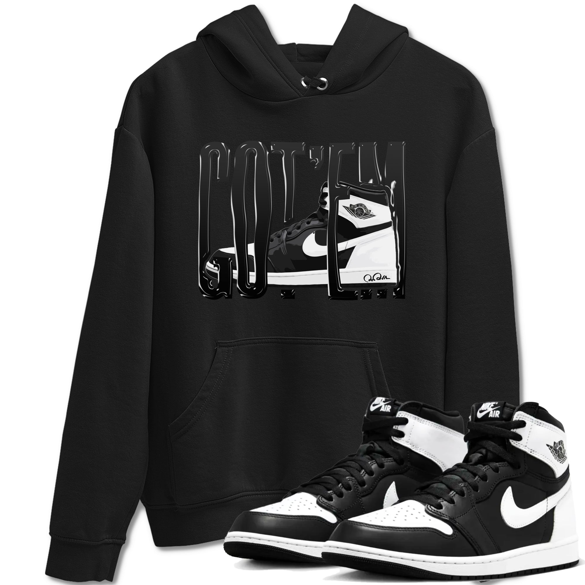 1s Black White shirt to match jordans Wiggling Gotem sneaker tees Air Jordan 1 High OG Black White Drip Gear Zone unisex cotton Black 1 crew neck shirt