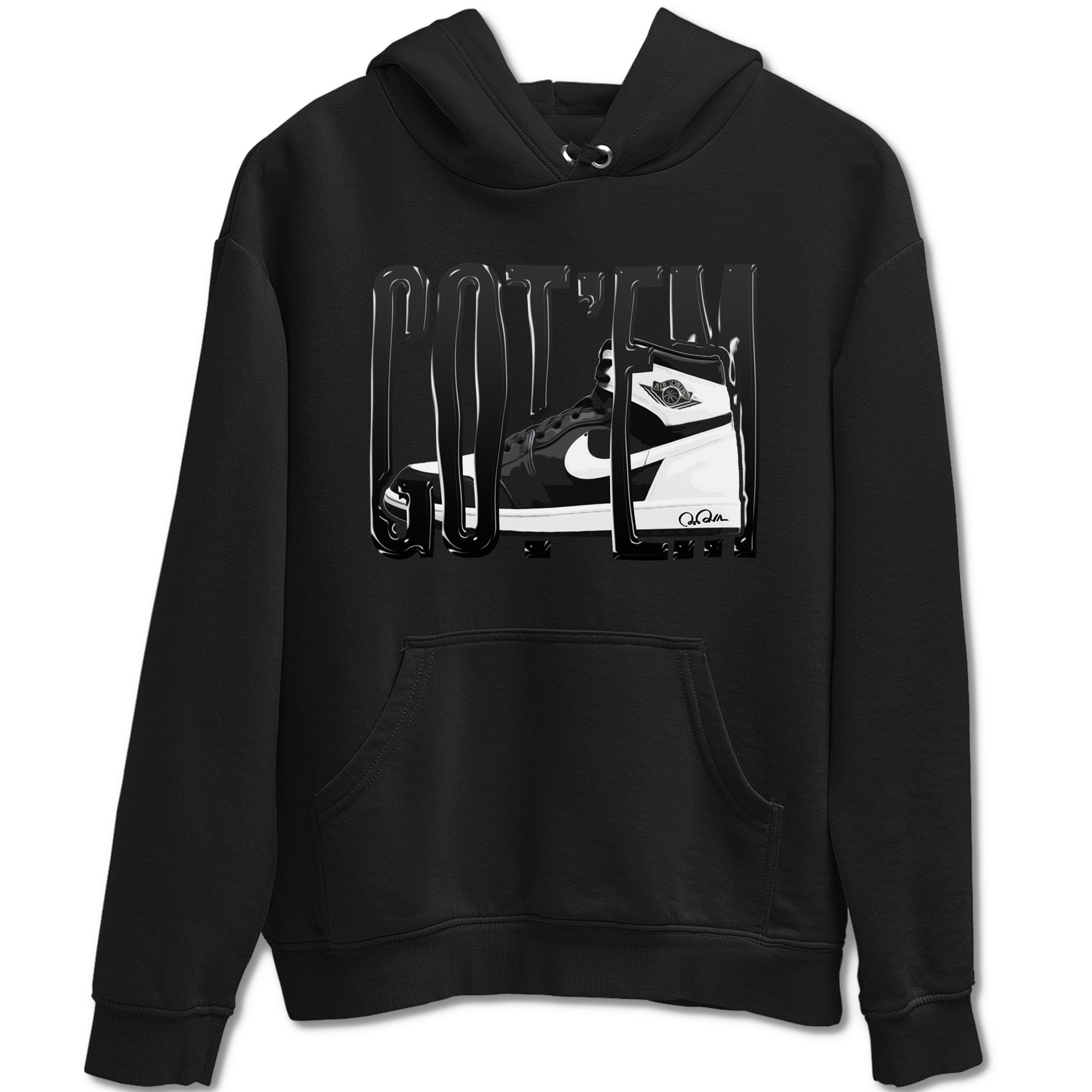 1s Black White shirt to match jordans Wiggling Gotem sneaker tees Air Jordan 1 High OG Black White Drip Gear Zone unisex cotton Black 2 crew neck shirt