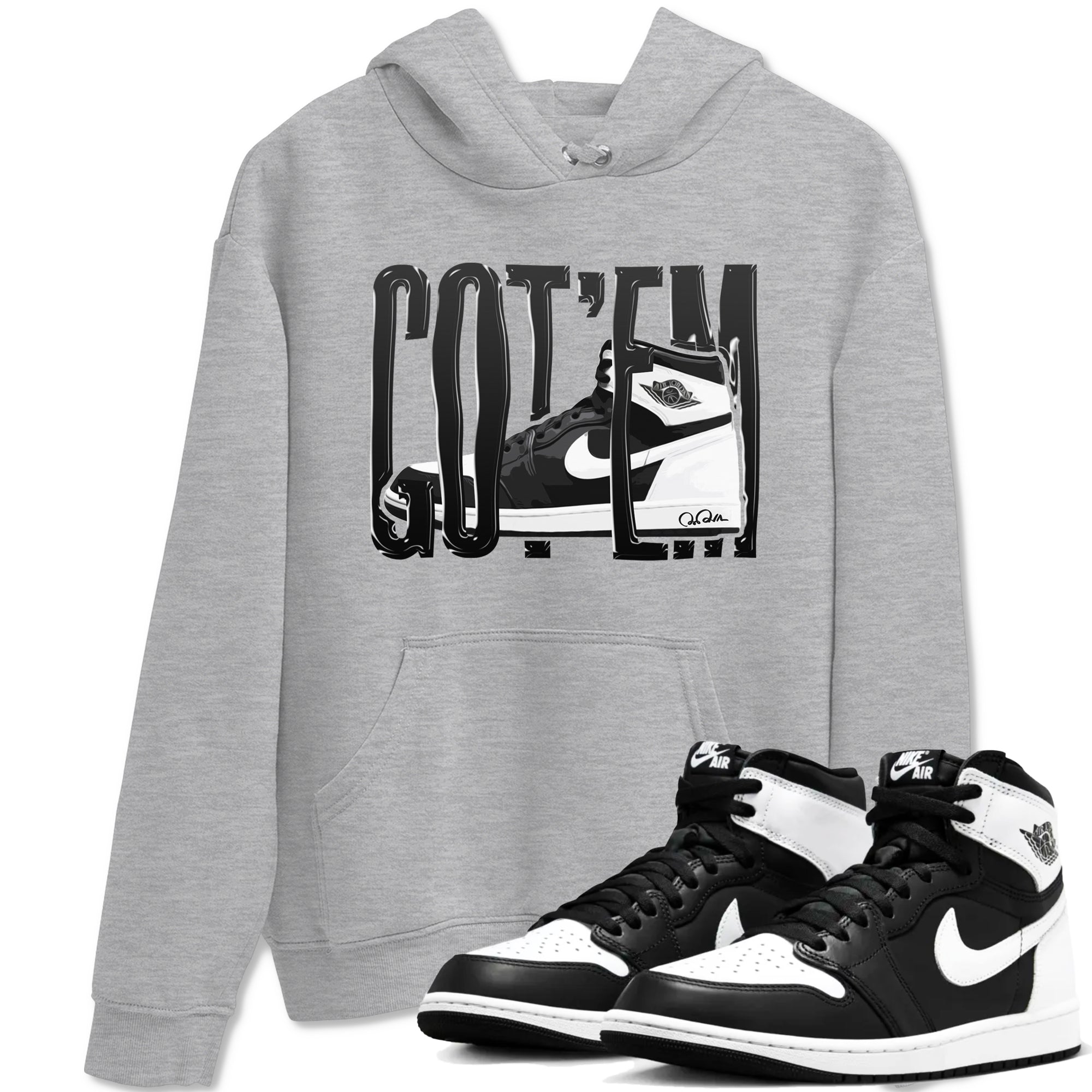 1s Black White shirt to match jordans Wiggling Gotem sneaker tees Air Jordan 1 High OG Black White Drip Gear Zone unisex cotton Heather Grey 1 crew neck shirt