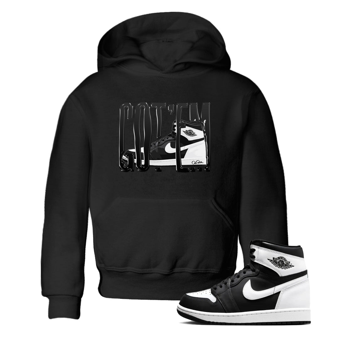 1s Black White shirt to match jordans Wiggling Gotem sneaker tees Air Jordan 1 High OG Black White Drip Gear Zone baby toddler Black 1 cotton Shirt
