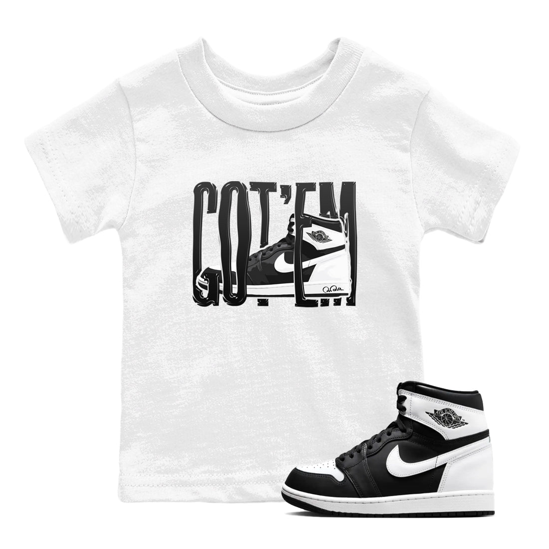 1s Black White shirt to match jordans Wiggling Gotem sneaker tees Air Jordan 1 High OG Black White Drip Gear Zone baby toddler White 1 cotton Shirt