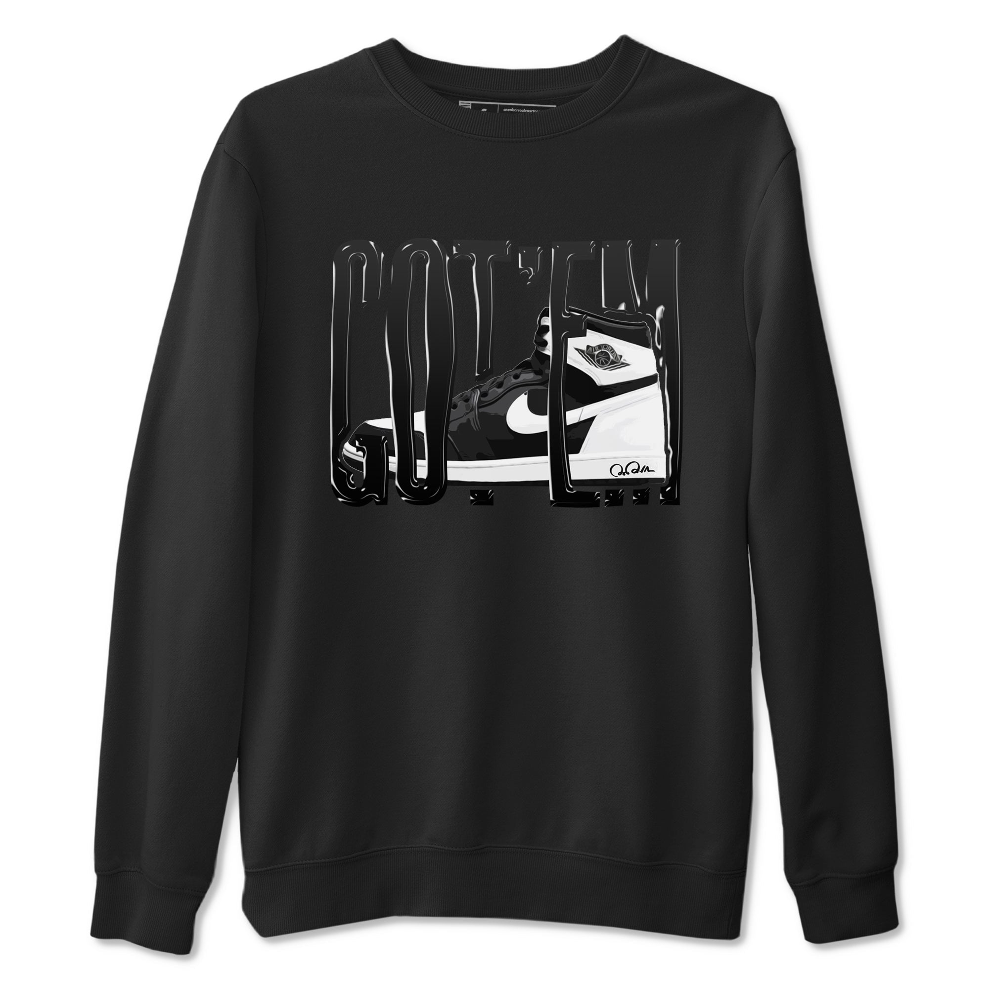 1s Black White shirt to match jordans Wiggling Gotem sneaker tees Air Jordan 1 High OG Black White Drip Gear Zone unisex cotton Black 2 crew neck shirt