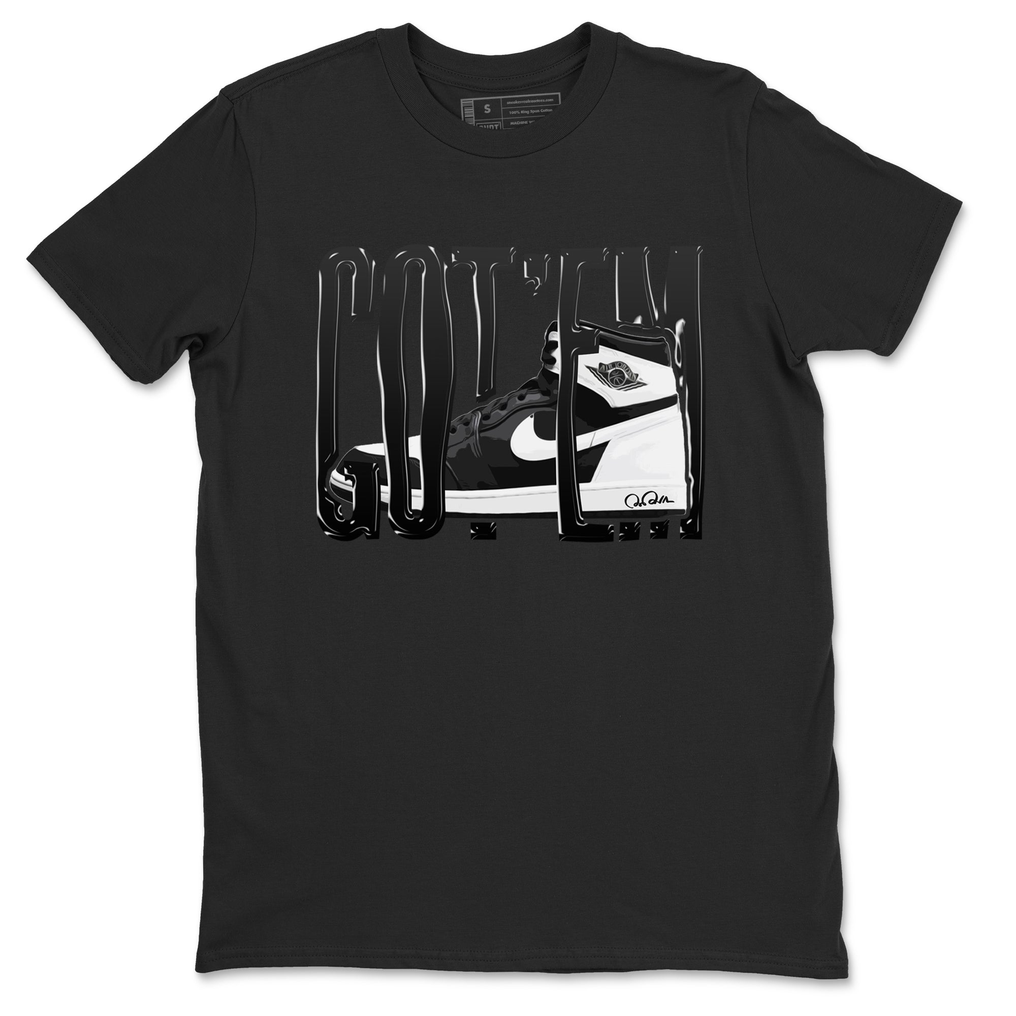 1s Black White shirt to match jordans Wiggling Gotem sneaker tees Air Jordan 1 High OG Black White Drip Gear Zone unisex cotton Black 2 crew neck shirt