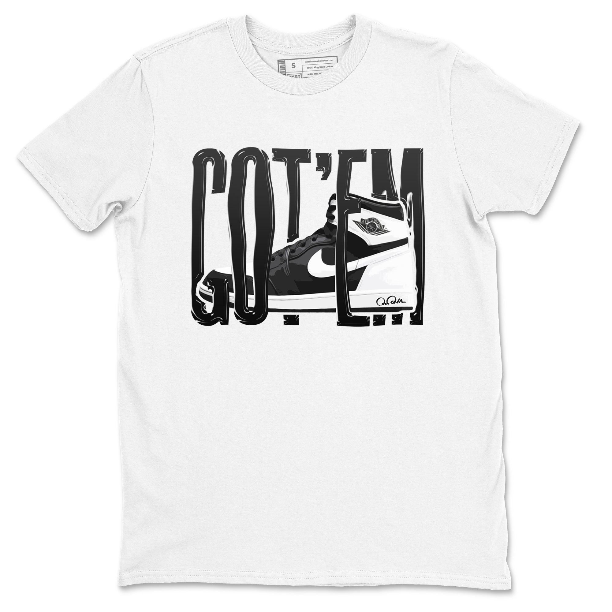 1s Black White shirt to match jordans Wiggling Gotem sneaker tees Air Jordan 1 High OG Black White Drip Gear Zone unisex cotton White 2 crew neck shirt