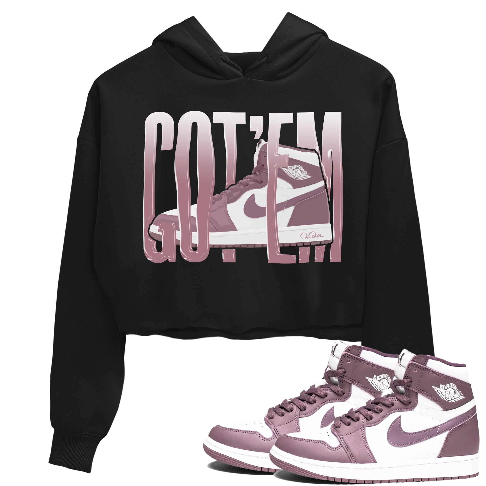 Air Jordan 1 Mauve shirt to match jordans Wiggling Gotem crew neck streetwear t-shirt AJ1Mauve Drip Gear Zone Black 1 Crop Sneaker Matching Tee