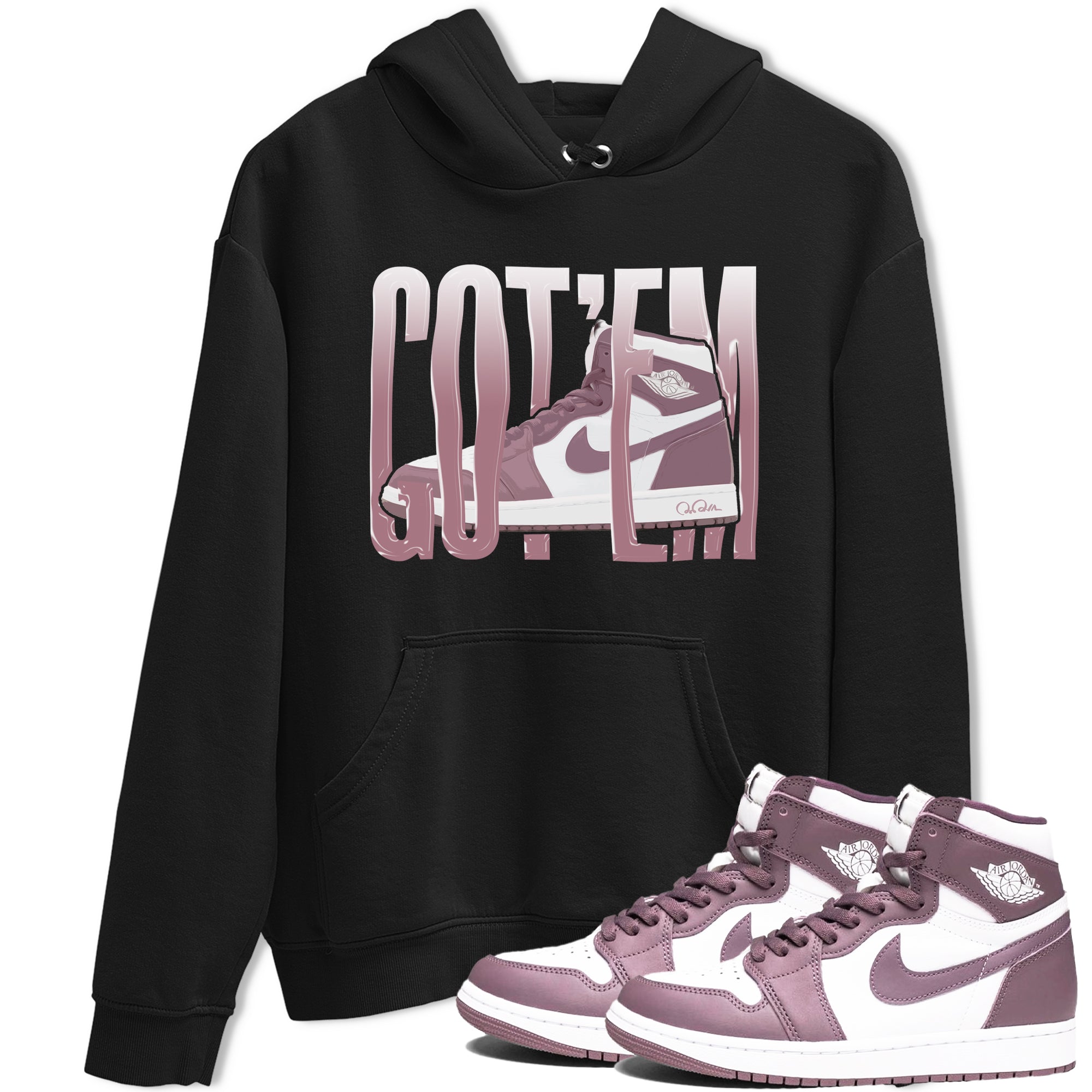 Air Jordan 1 Mauve shirt to match jordans Wiggling Gotem crew neck streetwear t-shirt AJ1Mauve Drip Gear Zone Unisex Black 1 Sneaker Matching Tee