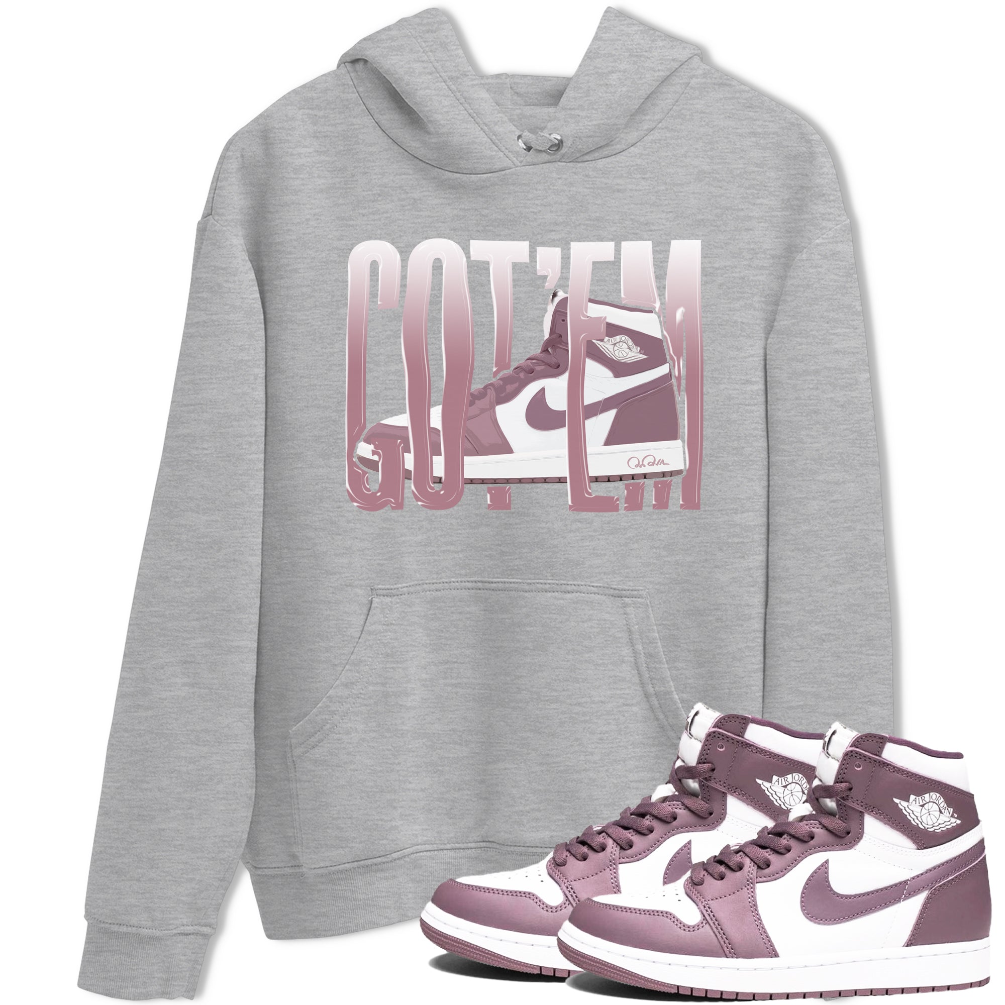 Air Jordan 1 Mauve shirt to match jordans Wiggling Gotem crew neck streetwear t-shirt AJ1Mauve Drip Gear Zone Unisex Heather Grey 1 Sneaker Matching Tee