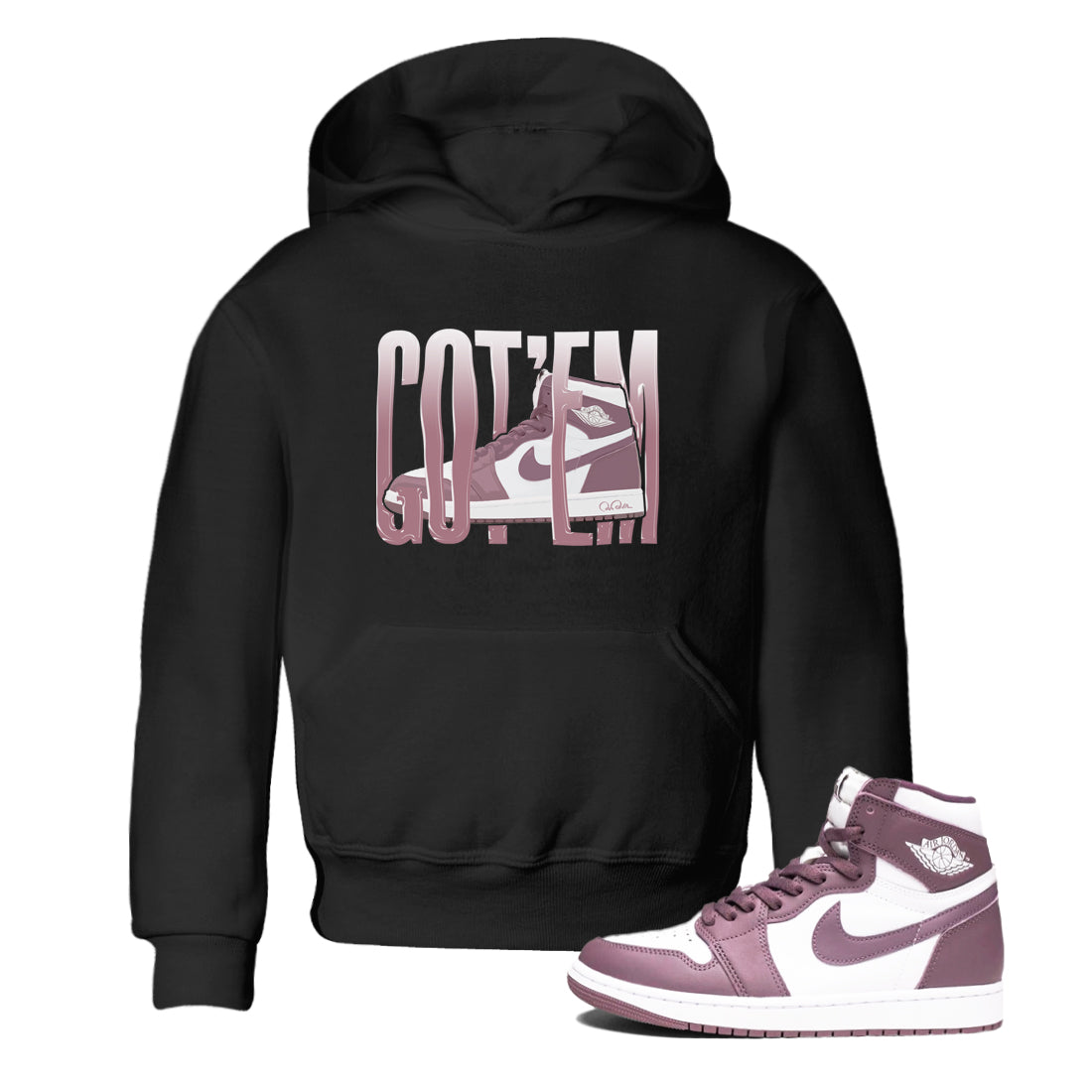 Air Jordan 1 Mauve shirt to match jordans Wiggling Gotem crew neck streetwear t-shirt AJ1Mauve Drip Gear Zone Baby Toddler Black 1 Sneaker Matching Tee