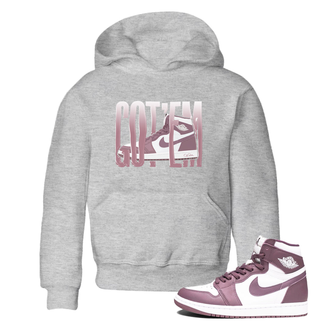 Air Jordan 1 Mauve shirt to match jordans Wiggling Gotem crew neck streetwear t-shirt AJ1Mauve Drip Gear Zone Baby Toddler Heather Grey 1 Sneaker Matching Tee