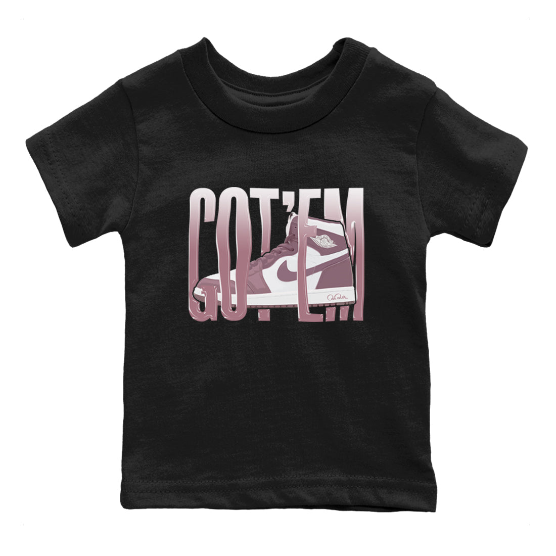 Air Jordan 1 Mauve shirt to match jordans Wiggling Gotem crew neck streetwear t-shirt AJ1Mauve Drip Gear Zone Baby Toddler Black 2 Sneaker Matching Tee