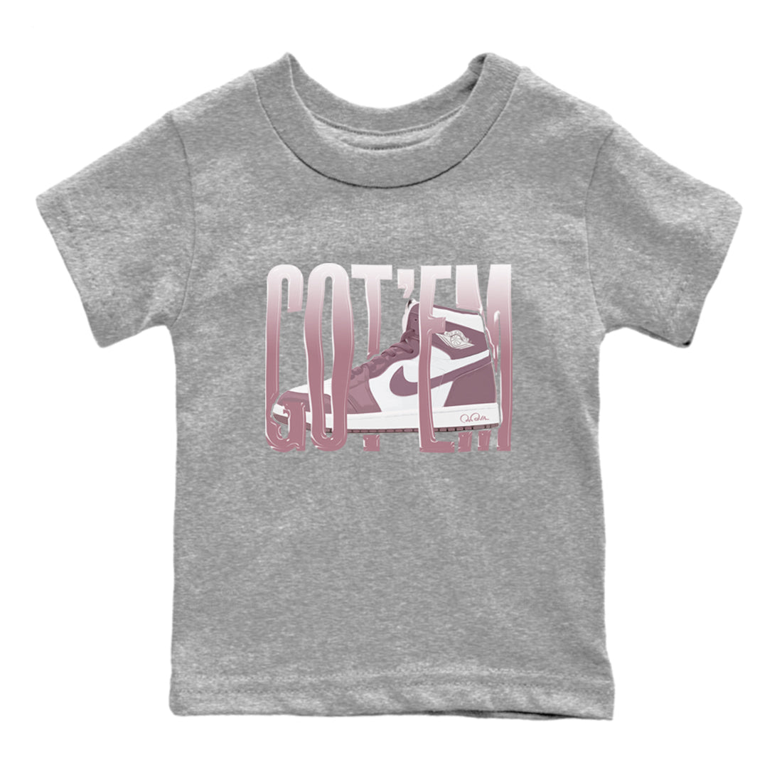 Air Jordan 1 Mauve shirt to match jordans Wiggling Gotem crew neck streetwear t-shirt AJ1Mauve Drip Gear Zone Baby Toddler Heather Grey 2 Sneaker Matching Tee