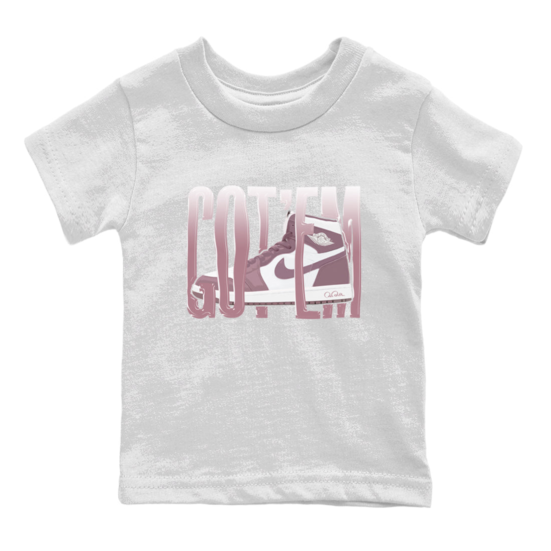 Air Jordan 1 Mauve shirt to match jordans Wiggling Gotem crew neck streetwear t-shirt AJ1Mauve Drip Gear Zone Baby Toddler White 2 Sneaker Matching Tee