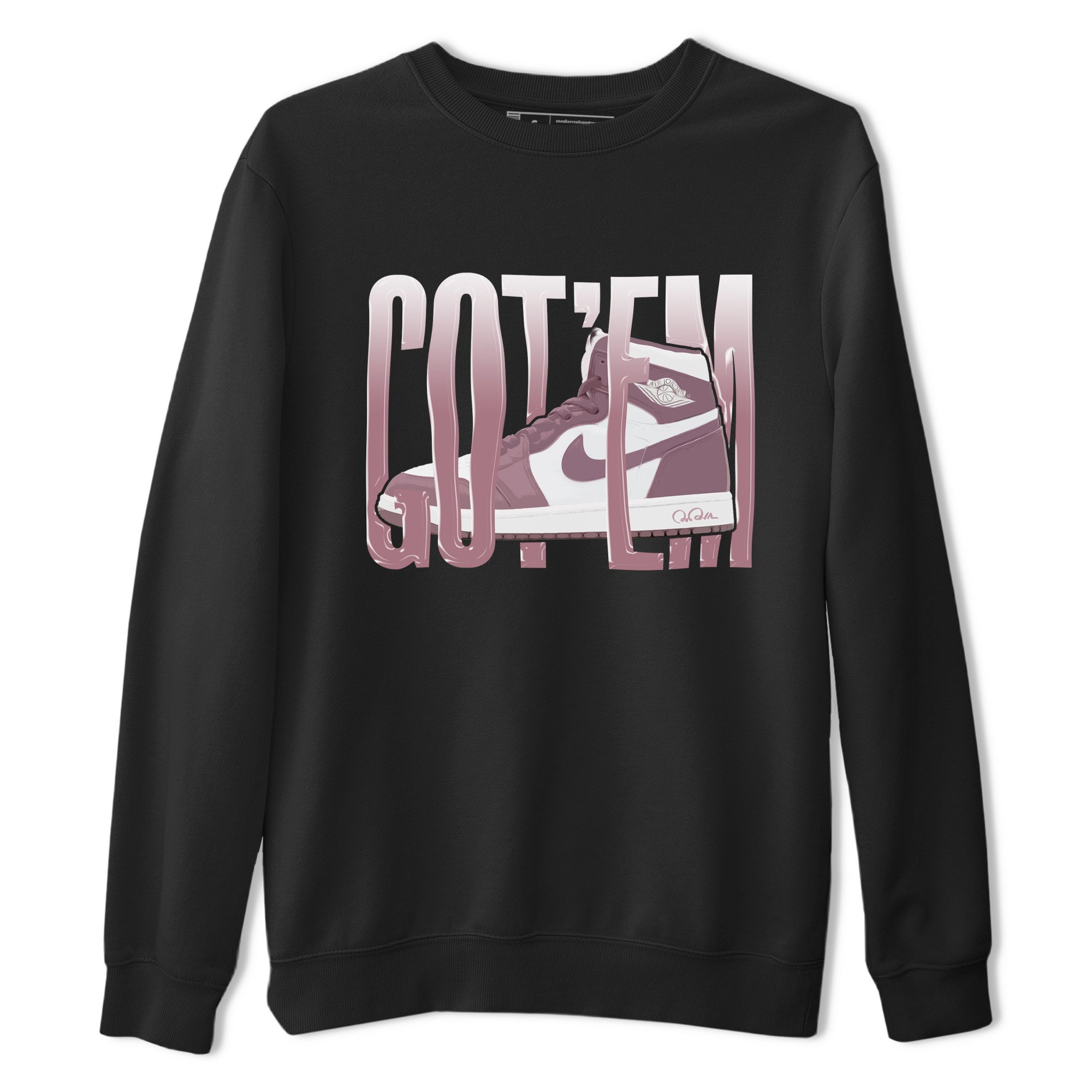 Air Jordan 1 Mauve shirt to match jordans Wiggling Gotem crew neck streetwear t-shirt AJ1Mauve Drip Gear Zone Unisex Black 2 Sneaker Matching Tee
